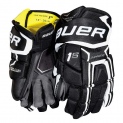 Перчатки хоккейные BAUER Supreme 1S S17 SR чёрно-белого цвета