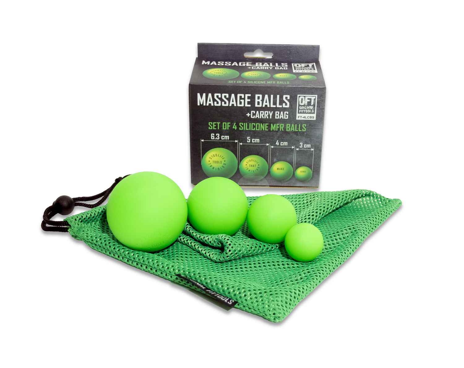 Набор из 4 массажных мячей ORIGINAL FIT.TOOLS FT-4LCBS Набор из 4 массажных мячей ORIGINAL FIT.TOOLS FT-4LCBS