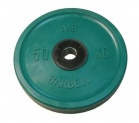 Диск олимпийский обрезиненный цветной MB Barbell MB-PltBE-50C