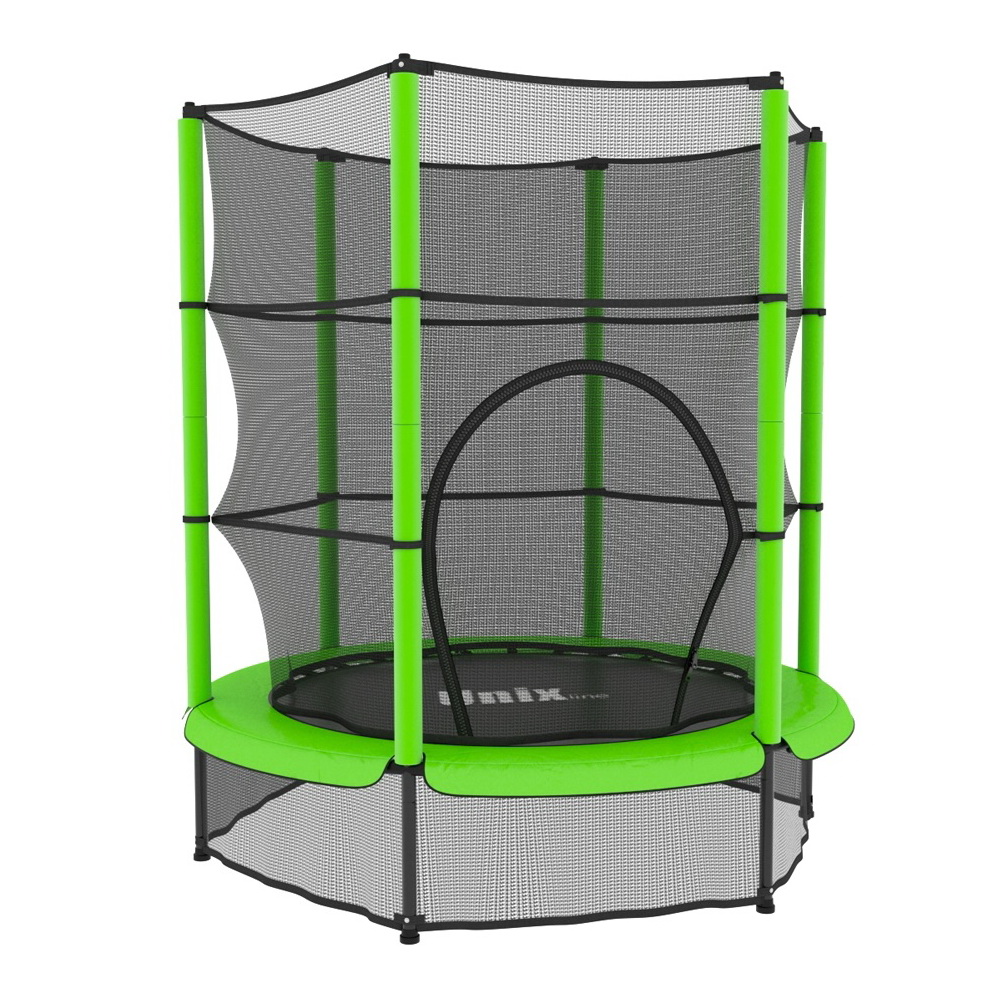 Батут детский с защитной сеткой UNIX Kids 4,6 ft (140 cm) зеленого цвета Батут детский с защитной сеткой UNIX Kids 4,6 ft (140 cm) зеленого цвета