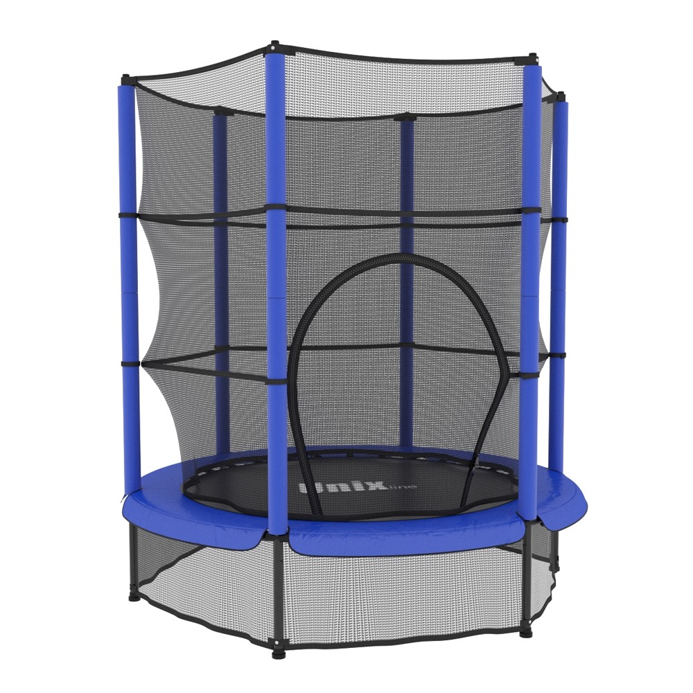 Батут детский с защитной сеткой UNIX Kids 4,6 ft (140 cm) синего цвета Батут детский с защитной сеткой UNIX Kids 4,6 ft (140 cm) синего цвета
