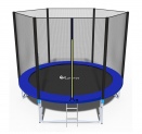 Батут с защитной сеткой и лестницей FunFit PRO 10 FT 312 см (синий)