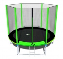 Батут с защитной сеткой и лестницей FunFit PRO 12 FT 374 см (зеленый)