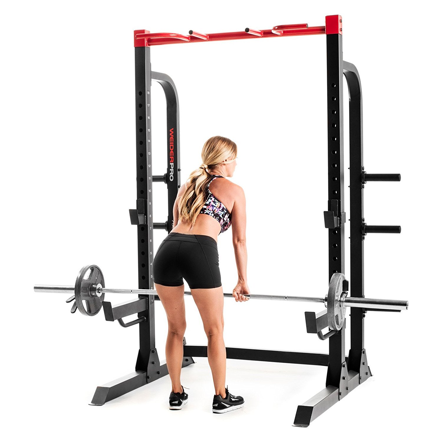 Упражнения со штангой с использованием стойки для приседаний Weider Pro 7500 (штанга приобретается отдельно) Упражнения со штангой с использованием стойки для приседаний Weider Pro 7500 (штанга приобретается отдельно)