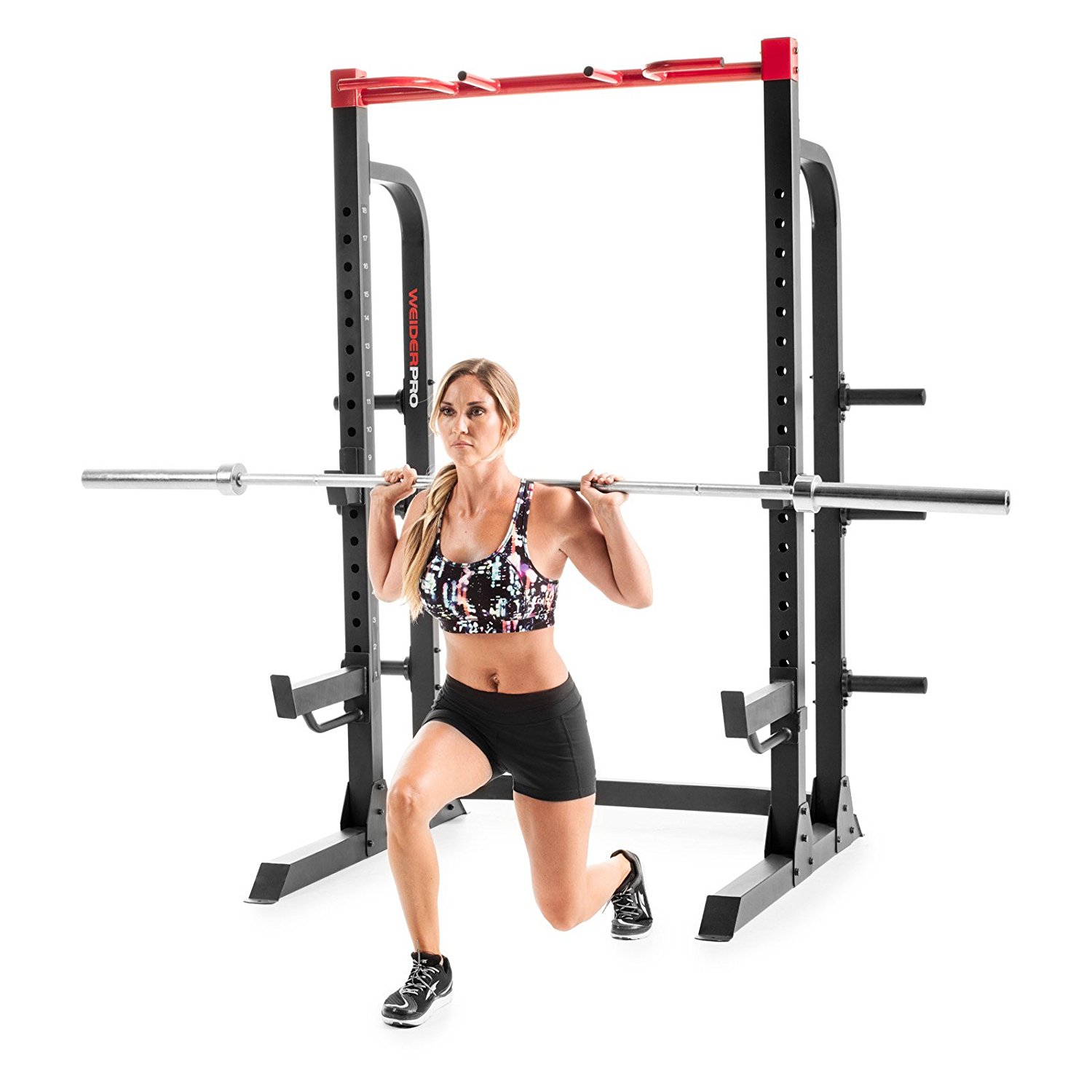 Упражнения со штангой с использованием стойки для приседаний Weider Pro 7500 (гриф для штанги приобретается отдельно) Упражнения со штангой с использованием стойки для приседаний Weider Pro 7500 (гриф для штанги приобретается отдельно)