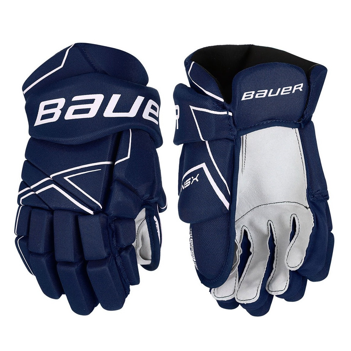 Перчатки хоккейные BAUER NSX S18 SR тёмно-синего цвета Перчатки хоккейные BAUER NSX S18 SR тёмно-синего цвета