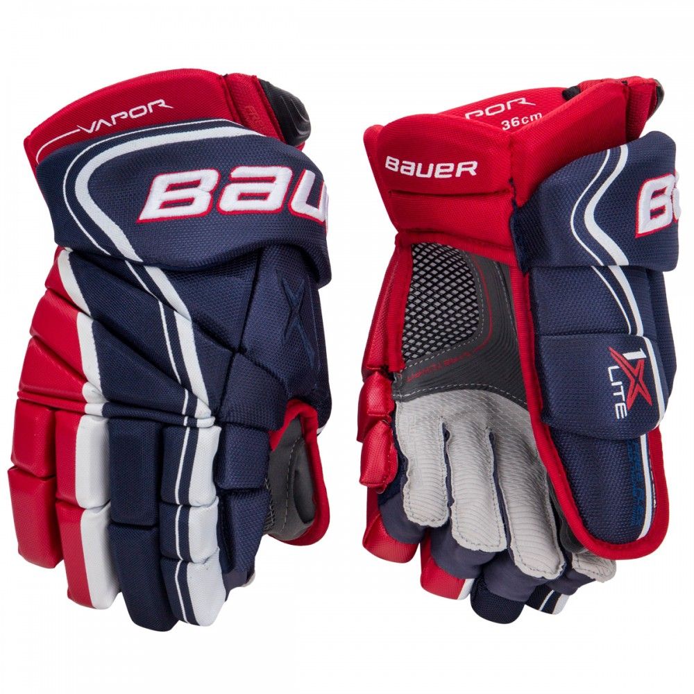 Перчатки хоккейные BAUER Vapor 1X Lite S18 JR цвета тёмно-синий/красный/белый Перчатки хоккейные BAUER Vapor 1X Lite S18 JR цвета тёмно-синий/красный/белый