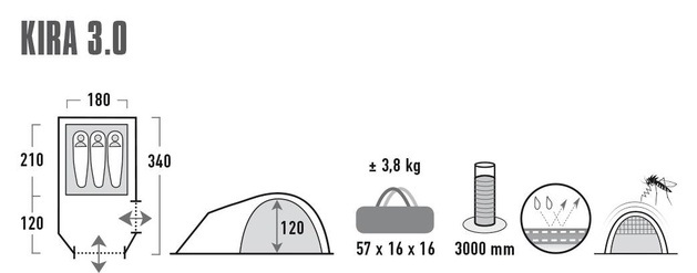 Треккинговая палатка High Peak Kira 3 Треккинговая палатка High Peak Kira 3