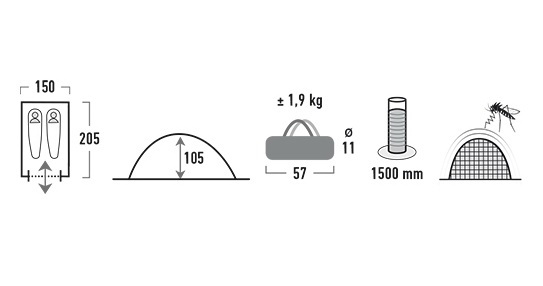 Треккинговая палатка High Peak Monodome PU Треккинговая палатка High Peak Monodome PU
