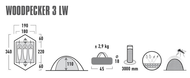 Треккинговая палатка High Peak Woodpecker 3 LW Треккинговая палатка High Peak Woodpecker 3 LW