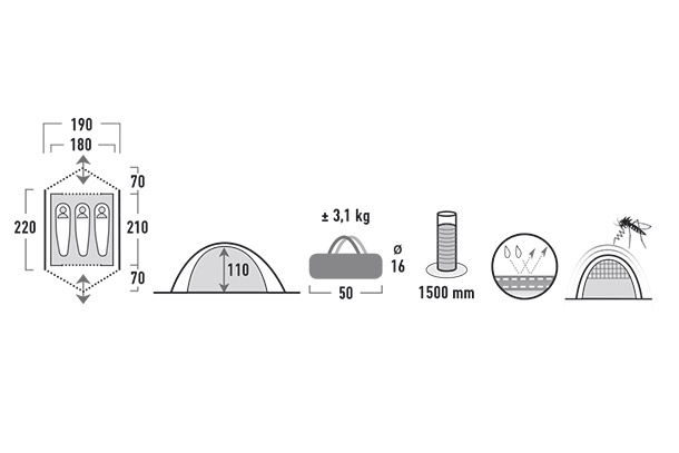 Трекинговая палатка High Peak Kingston 3 Трекинговая палатка High Peak Kingston 3