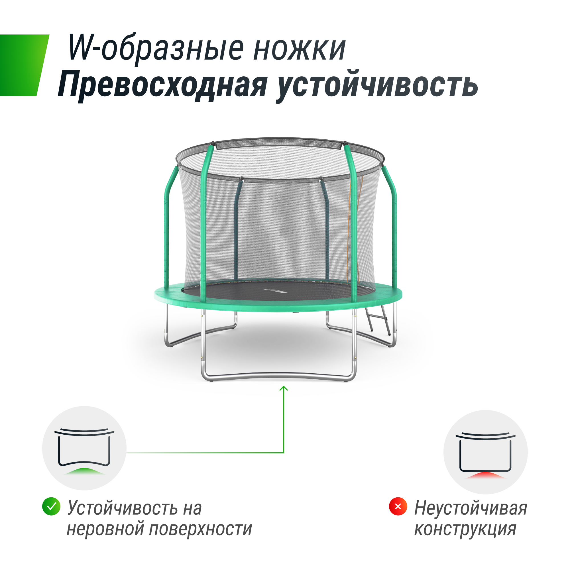 Батут UNIX SUPREME BASIC 10 ft (green) диаметром 3,05 метра Батут UNIX SUPREME BASIC 10 ft (green) диаметром 3,05 метра