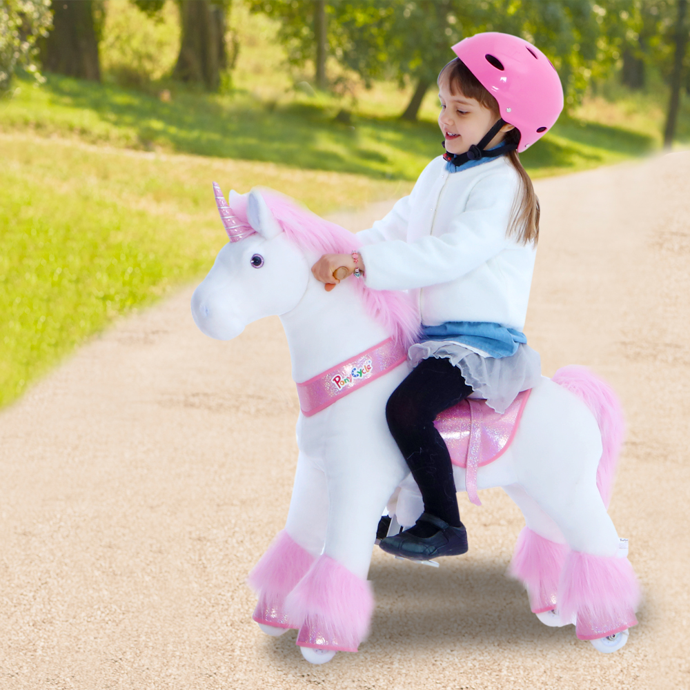 Детская механическая лошадка PonyCycle Единорог розовый U302 Детская механическая лошадка PonyCycle Единорог розовый U302