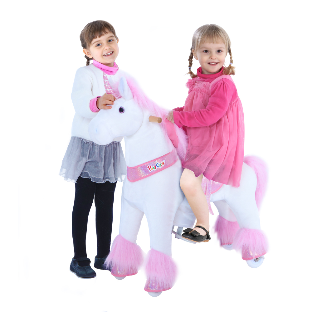 Детская механическая лошадка PonyCycle Единорог розовый U302 Детская механическая лошадка PonyCycle Единорог розовый U302