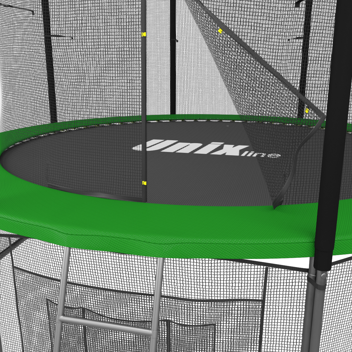 Батут UNIX 8ft Inside Green 2,44 метра с защитной сетью, лестницей и крыше Батут UNIX 8ft Inside Green 2,44 метра с защитной сетью, лестницей и крыше