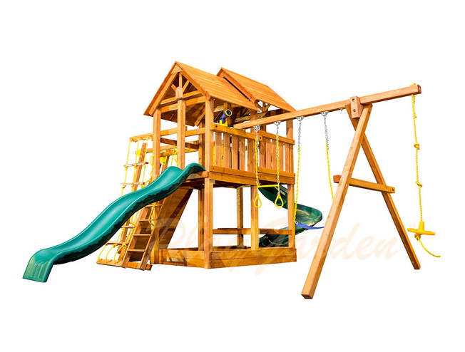 Детская игровая площадка стандарт со спиральной горкой и рукоходом Playgarden SkyFort II Детская игровая площадка стандарт со спиральной горкой и рукоходом Playgarden SkyFort II