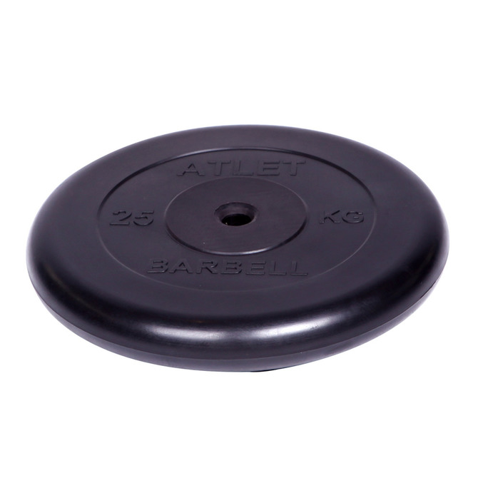 Диск обрезиненный черный MB Barbell MB-AtletB26-25 Диск обрезиненный черный MB Barbell MB-AtletB26-25