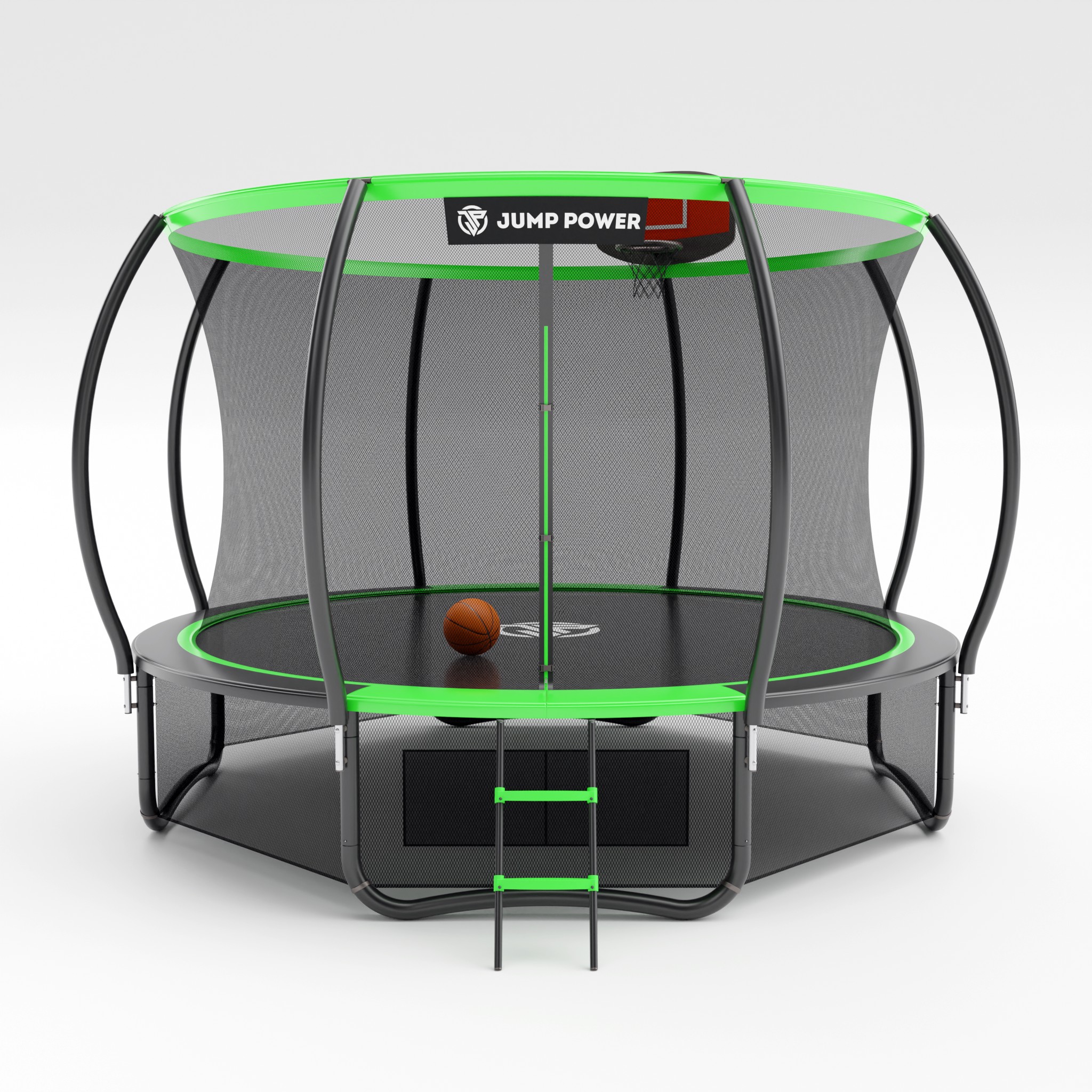 Батут с баскетбольным кольцом Jump Power 12 ft Pro Inside Basket Green Батут с баскетбольным кольцом Jump Power 12 ft Pro Inside Basket Green