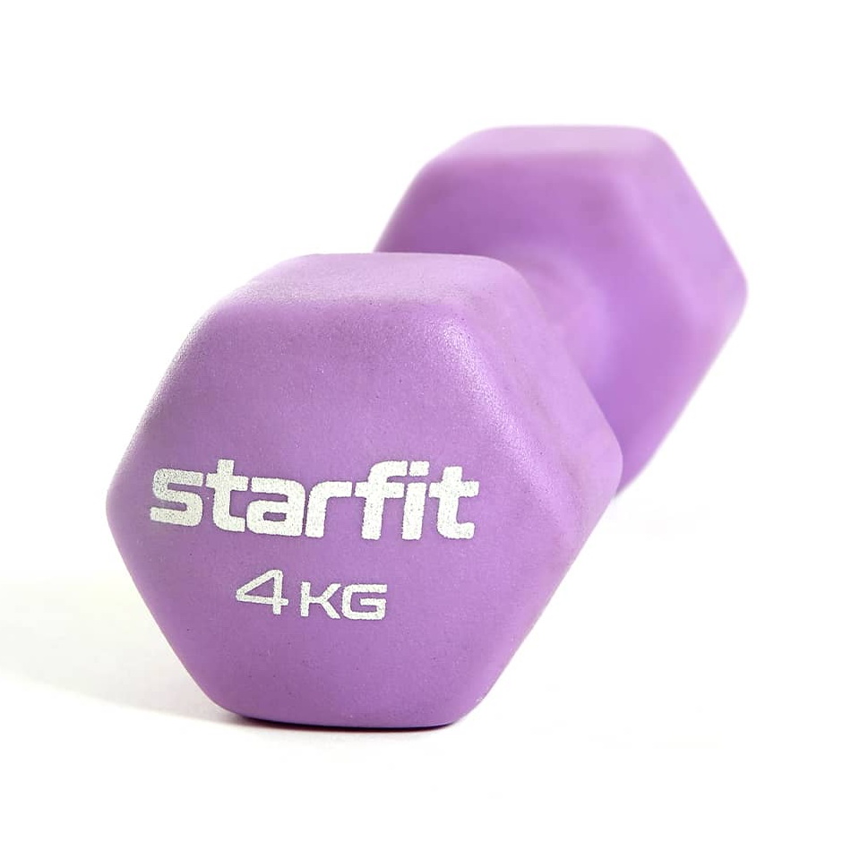 Гантель неопреновая Starfit Core DB-201 4 кг, цвет фиолетовый пастель Гантель неопреновая Starfit Core DB-201 4 кг, цвет фиолетовый пастель