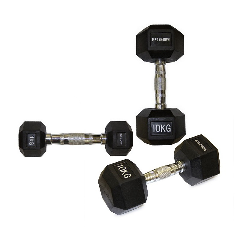 Комплект обрезиненных шестигранных гантелей Harper Gym Pro Series NT162 1-10кг Комплект обрезиненных шестигранных гантелей Harper Gym Pro Series NT162 1-10кг