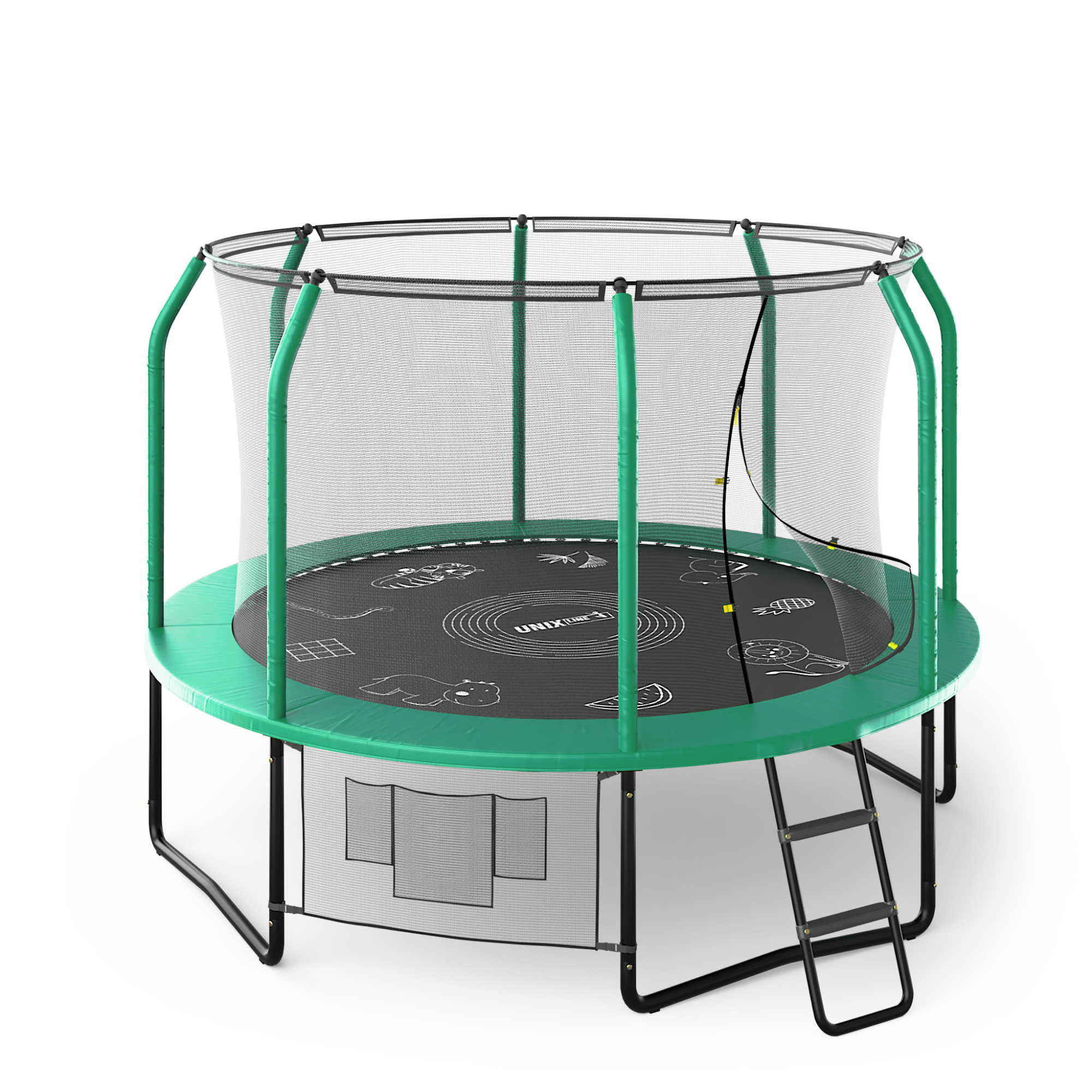 Батут UNIX 10ft SUPREME GAME (green) 3,05 метра с защитной сетью и лестницей Батут UNIX 10ft SUPREME GAME (green) 3,05 метра с защитной сетью и лестницей