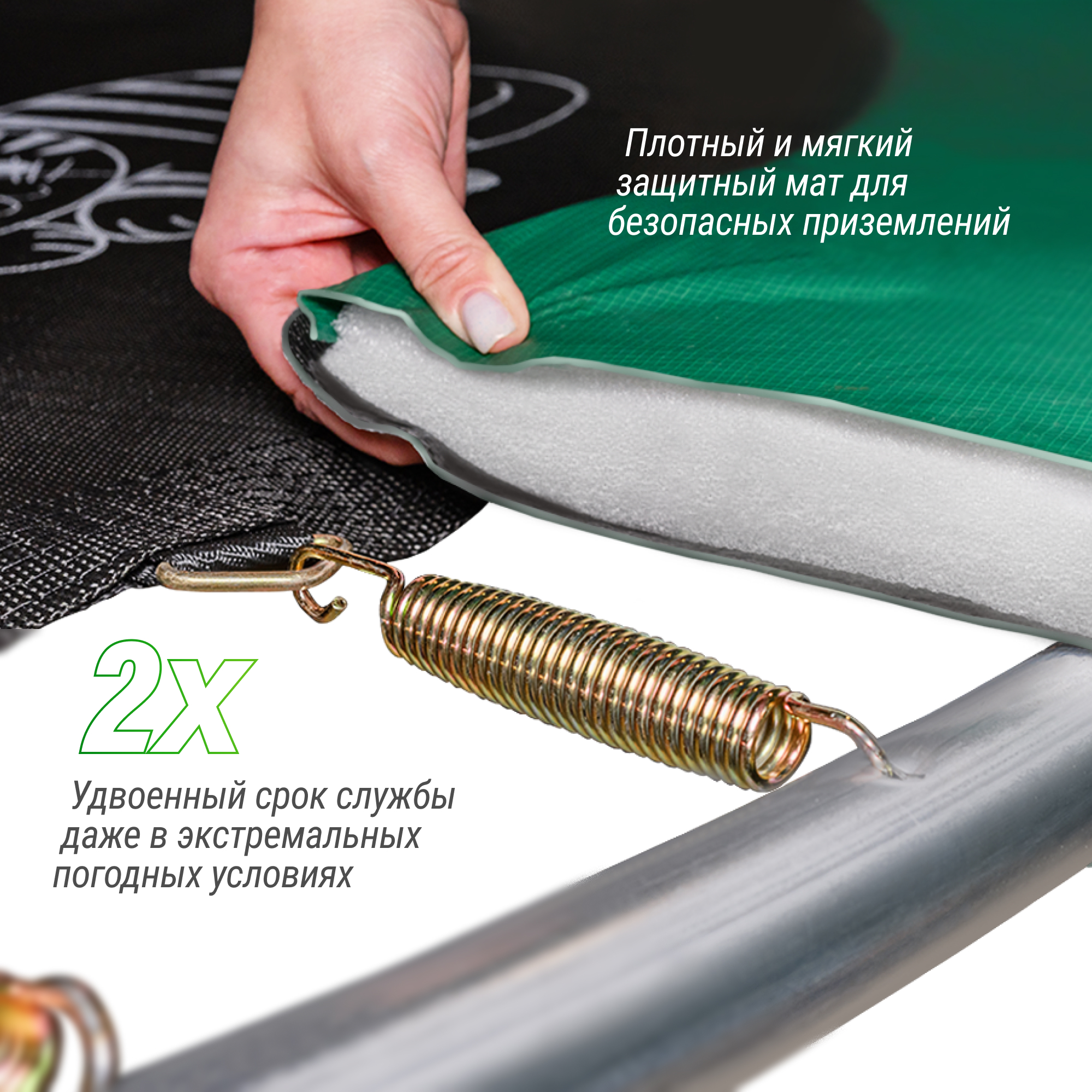 Батут UNIX 12ft SUPREME GAME (green) 3,66 метра с защитной сетью и лестницей Батут UNIX 12ft SUPREME GAME (green) 3,66 метра с защитной сетью и лестницей