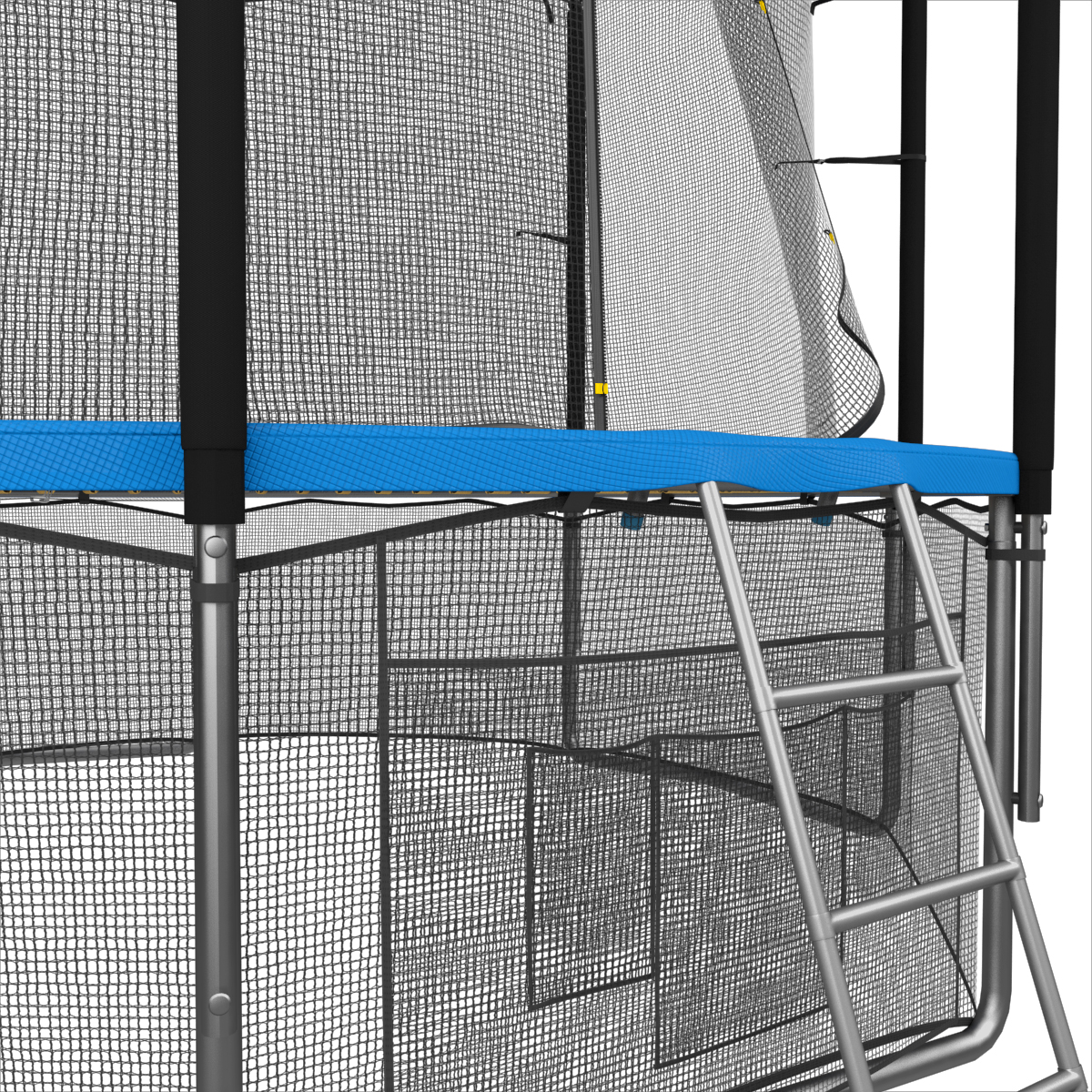 Батут UNIX 12ft Inside Blue диаметром 3,66 метра с защитной сетью, лестницей и крышей Батут UNIX 12ft Inside Blue диаметром 3,66 метра с защитной сетью, лестницей и крышей