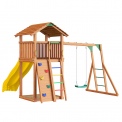Детский городок Jungle Gym Cottage + Rock Module + Рукоход с качелей