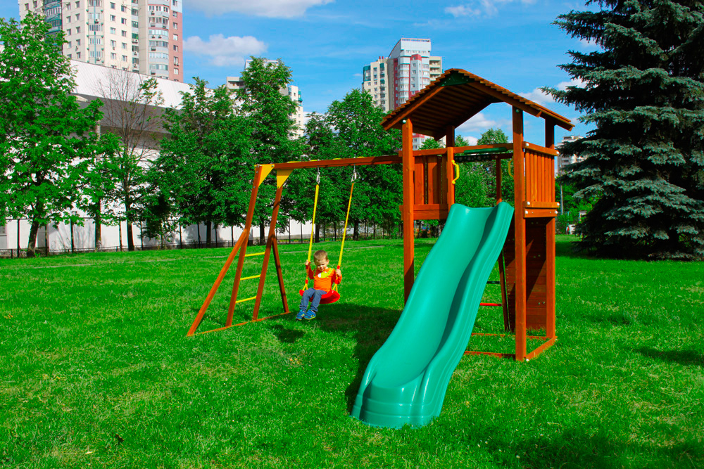 ������� ������� Jungle Gym Cottage + Rock Module + ������� � �������