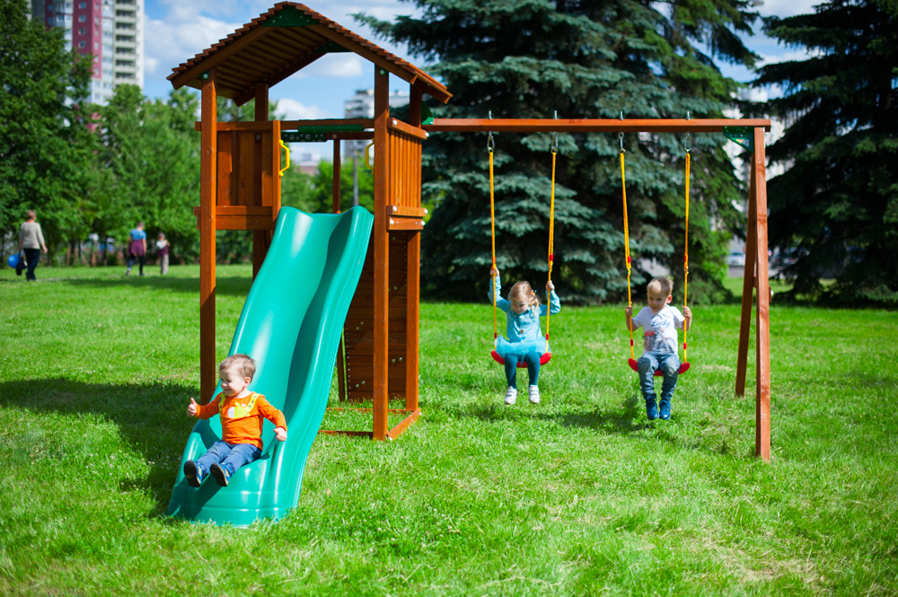 ������� ������� Jungle Gym Cottage + Swing Module Xtra + Rock Module