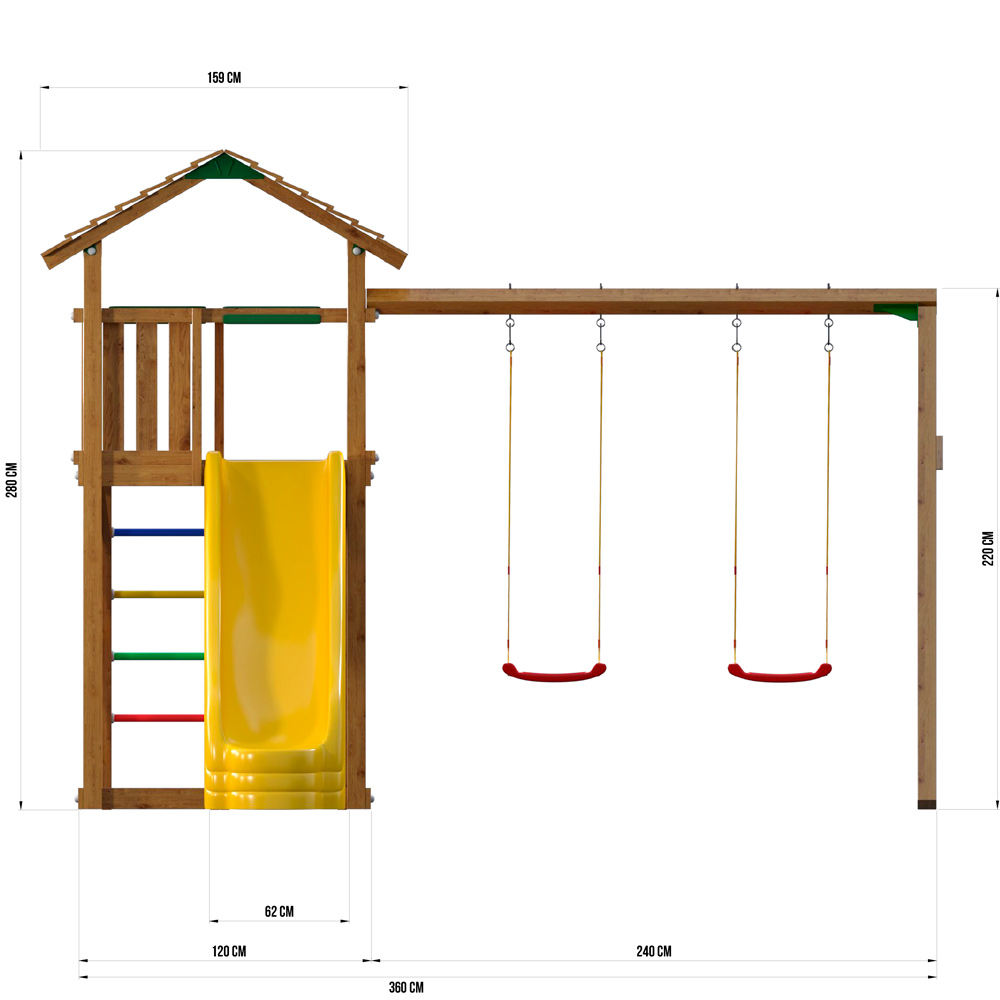������� �������� ������� Jungle Gym Cottage + Swing Module Xtra + Rock Module