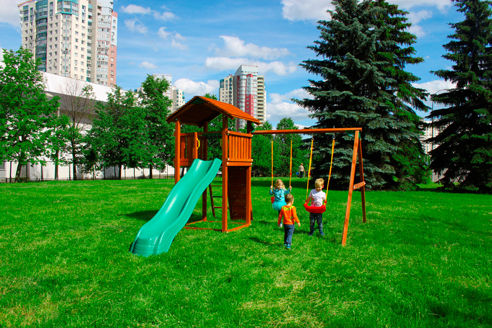 ������� ������� Jungle Gym Cottage + Swing Module Xtra + Rock Module