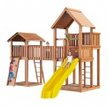Детский городок Jungle Gym Palace + Jungle Cottage (без горки) + Bridge Link (жесткий мост) + Rock