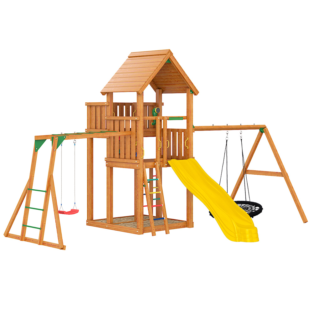 Детский городок Jungle Gym Palace + Swing Xtra c гнездом + Рукоход с качелей Детский городок Jungle Gym Palace + Swing Xtra c гнездом + Рукоход с качелей