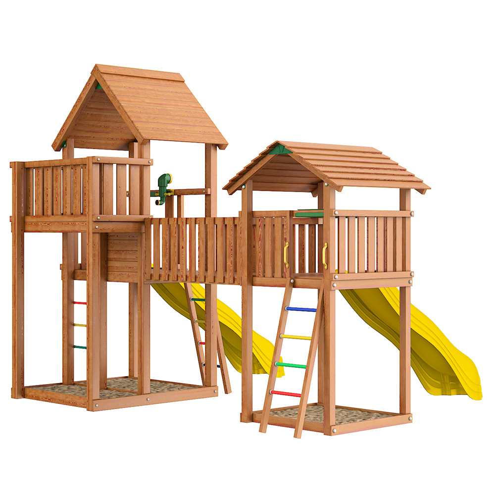 Детский городок Jungle Gym Palaсe + Jungle Cottage + жесткий мост Детский городок Jungle Gym Palaсe + Jungle Cottage + жесткий мост
