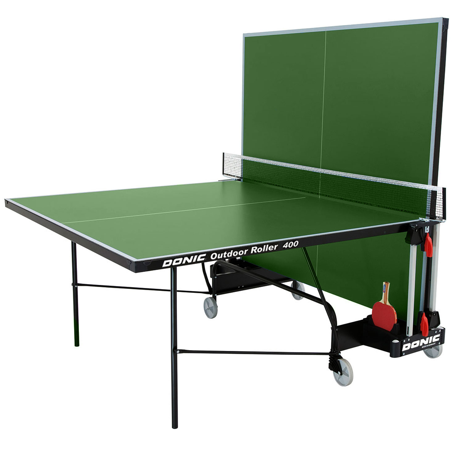 Теннисный стол всепогодный DONIC Outdoor Roller 400, сложен для одиночной игры Теннисный стол всепогодный DONIC Outdoor Roller 400, сложен для одиночной игры