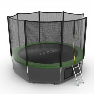 Батут с внешней сеткой, нижней сетью и лестницей EVO Jump External 12ft (Green) + Lower net диаметром 12ft (366 см) Батут с внешней сеткой, нижней сетью и лестницей EVO Jump External 12ft (Green) + Lower net диаметром 12ft (366 см)