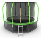 Батут с внутренней сеткой, нижней сетью и лестницей EVO Jump Cosmo 12ft (Green) + Lower net диаметром 12ft (366 см)