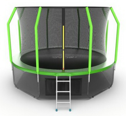 Батут с внутренней сеткой, нижней сетью и лестницей EVO Jump Cosmo 12ft (Green) + Lower net диаметром 12ft (366 см) Батут с внутренней сеткой, нижней сетью и лестницей EVO Jump Cosmo 12ft (Green) + Lower net диаметром 12ft (366 см)
