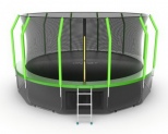 Батут с внутренней сеткой, нижней сетью и лестницей EVO Jump Cosmo 16ft (Green) + Lower net диаметром 16ft (488 см)