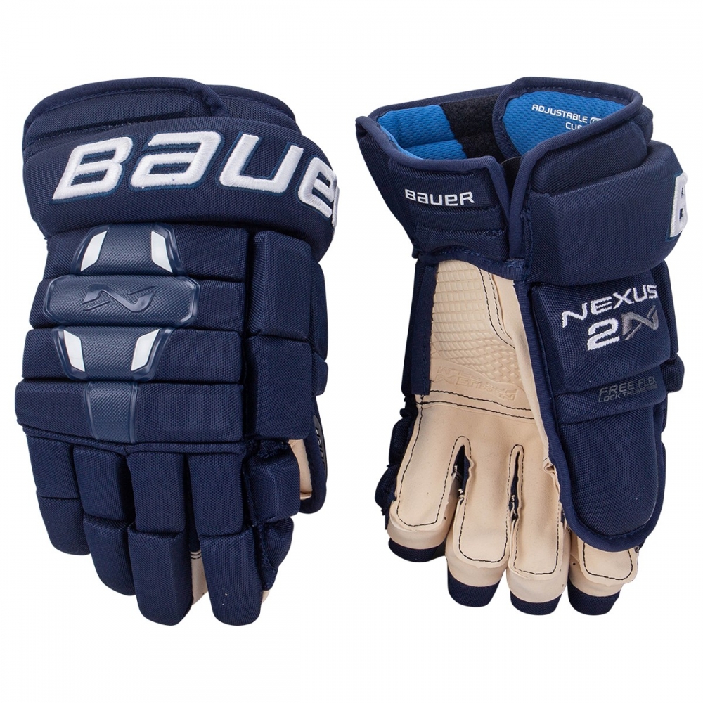 Перчатки хоккейные BAUER Nexus 2N S18 SR тёмно-синего цвета Перчатки хоккейные BAUER Nexus 2N S18 SR тёмно-синего цвета