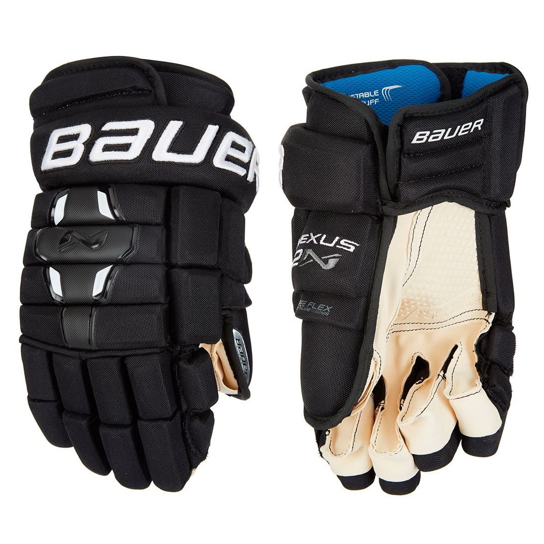 Перчатки хоккейные BAUER Nexus 2N S18 SR чёрного цвета Перчатки хоккейные BAUER Nexus 2N S18 SR чёрного цвета