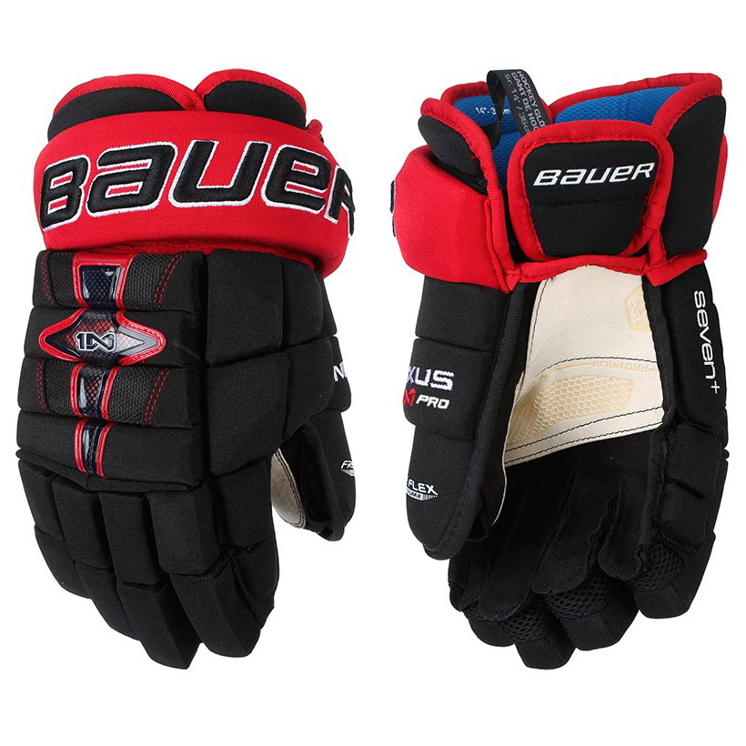 Перчатки хоккейные BAUER Nexus 1N Pro SR чёрно-красного цвета Перчатки хоккейные BAUER Nexus 1N Pro SR чёрно-красного цвета