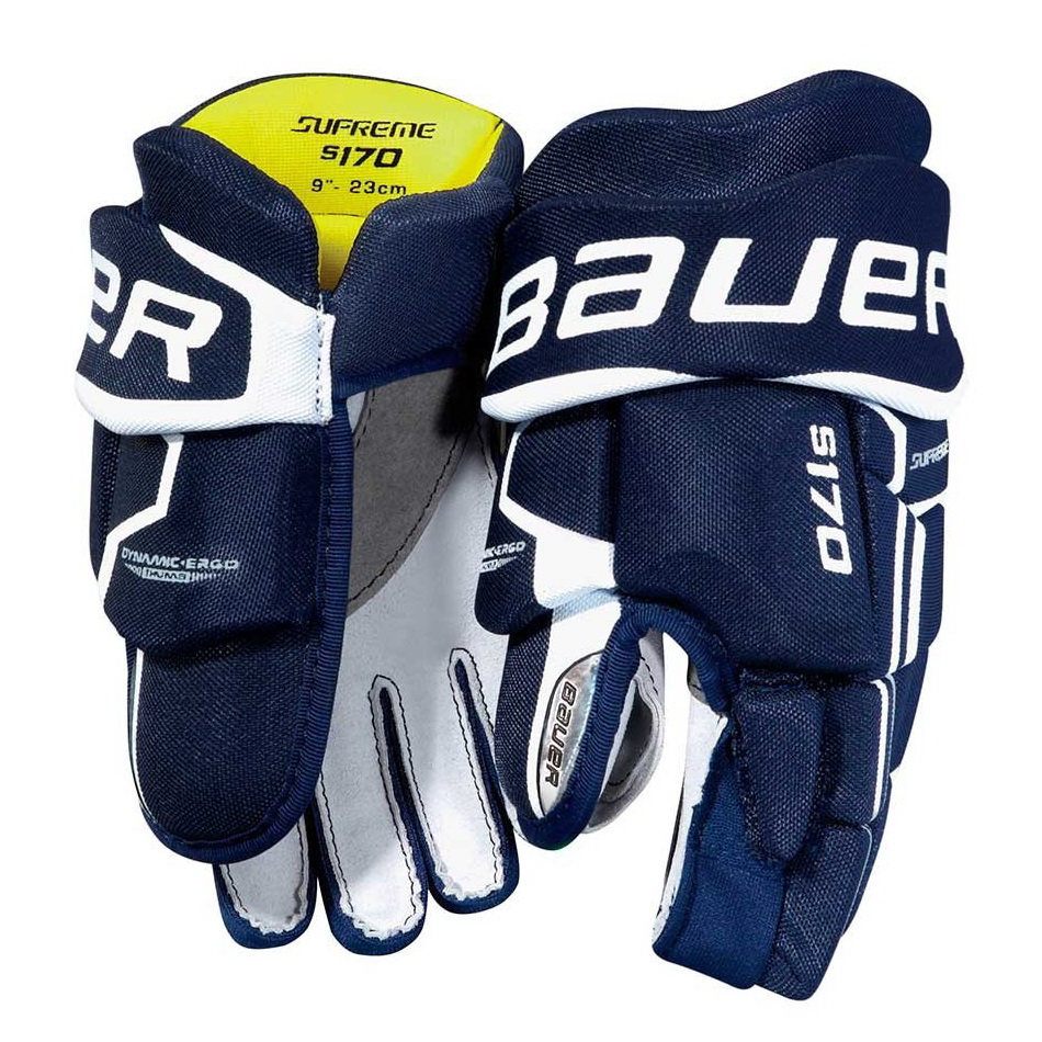 Перчатки хоккейные BAUER Supreme S170 S17 YTH тёмно-синего цвета Перчатки хоккейные BAUER Supreme S170 S17 YTH тёмно-синего цвета