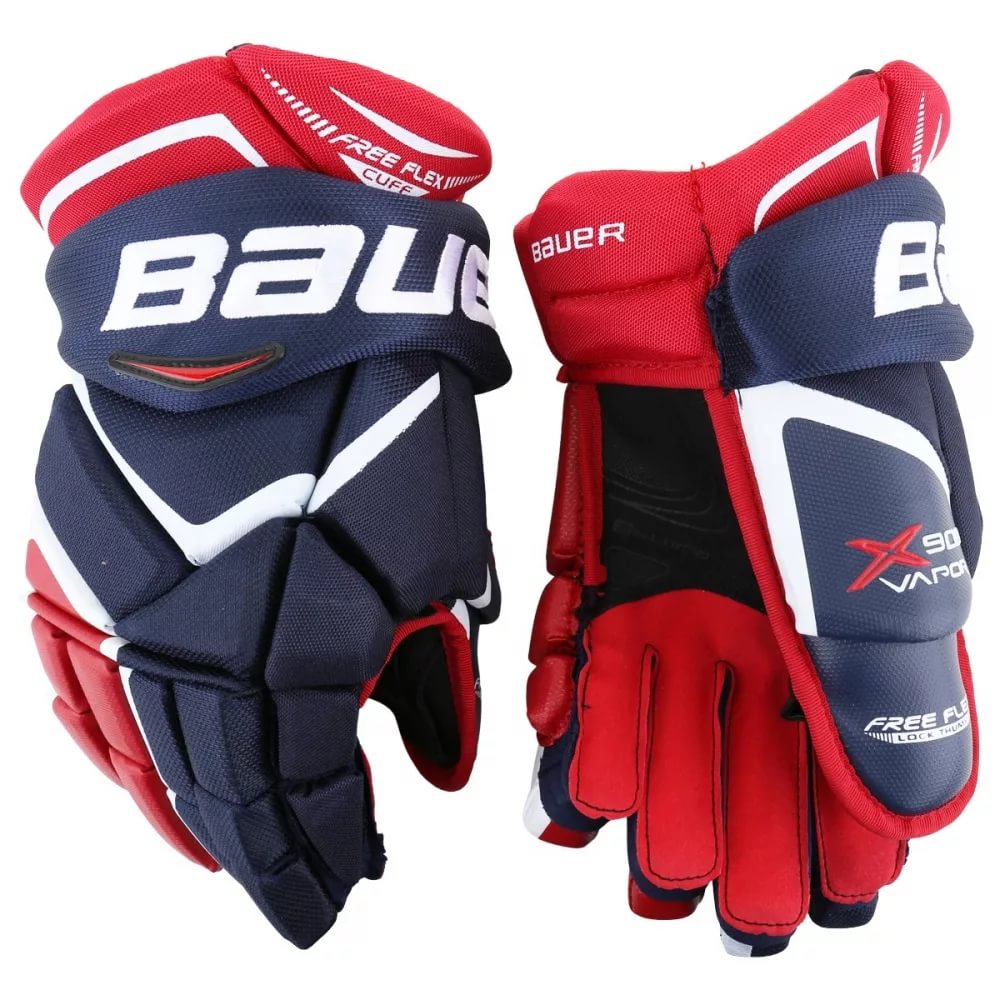 Перчатки хоккейные BAUER Vapor X900 SR цвет тёмно-синий/красный/белый Перчатки хоккейные BAUER Vapor X900 SR цвет тёмно-синий/красный/белый