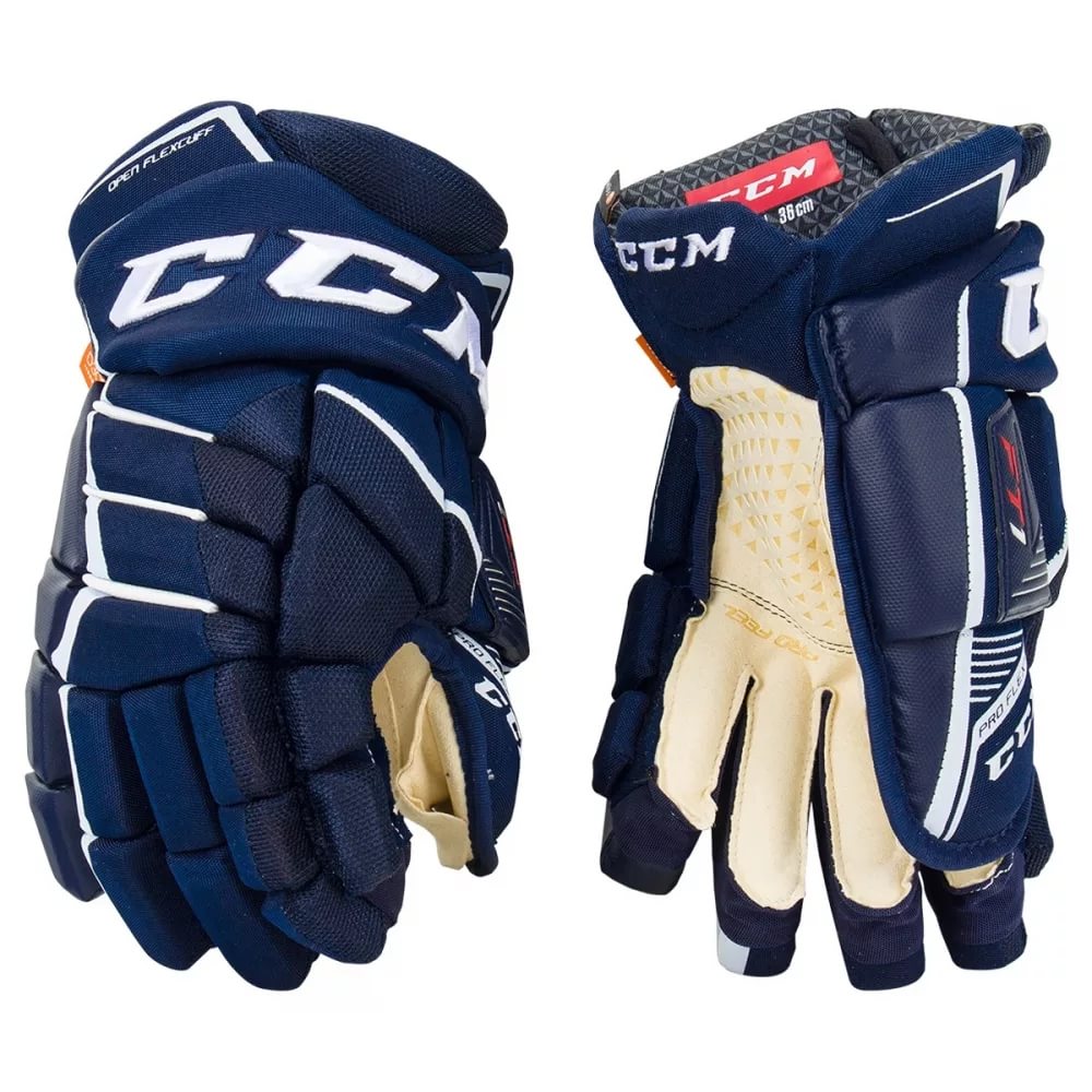 Перчатки хоккейные CCM JetSpeed FT1 SR цвет тёмно-синий/белый Перчатки хоккейные CCM JetSpeed FT1 SR цвет тёмно-синий/белый