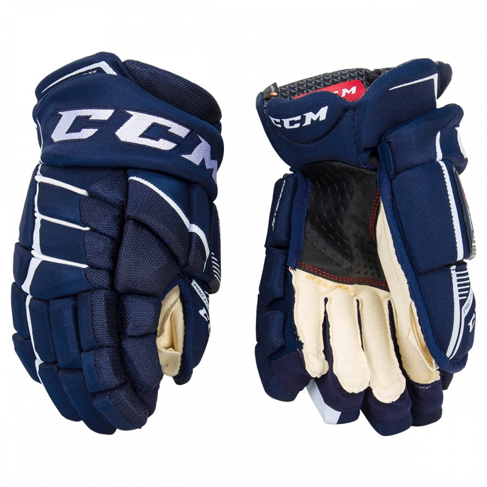 Перчатки хоккейные CCM JetSpeed FT390 SR цвет тёмно-синий/белый Перчатки хоккейные CCM JetSpeed FT390 SR цвет тёмно-синий/белый