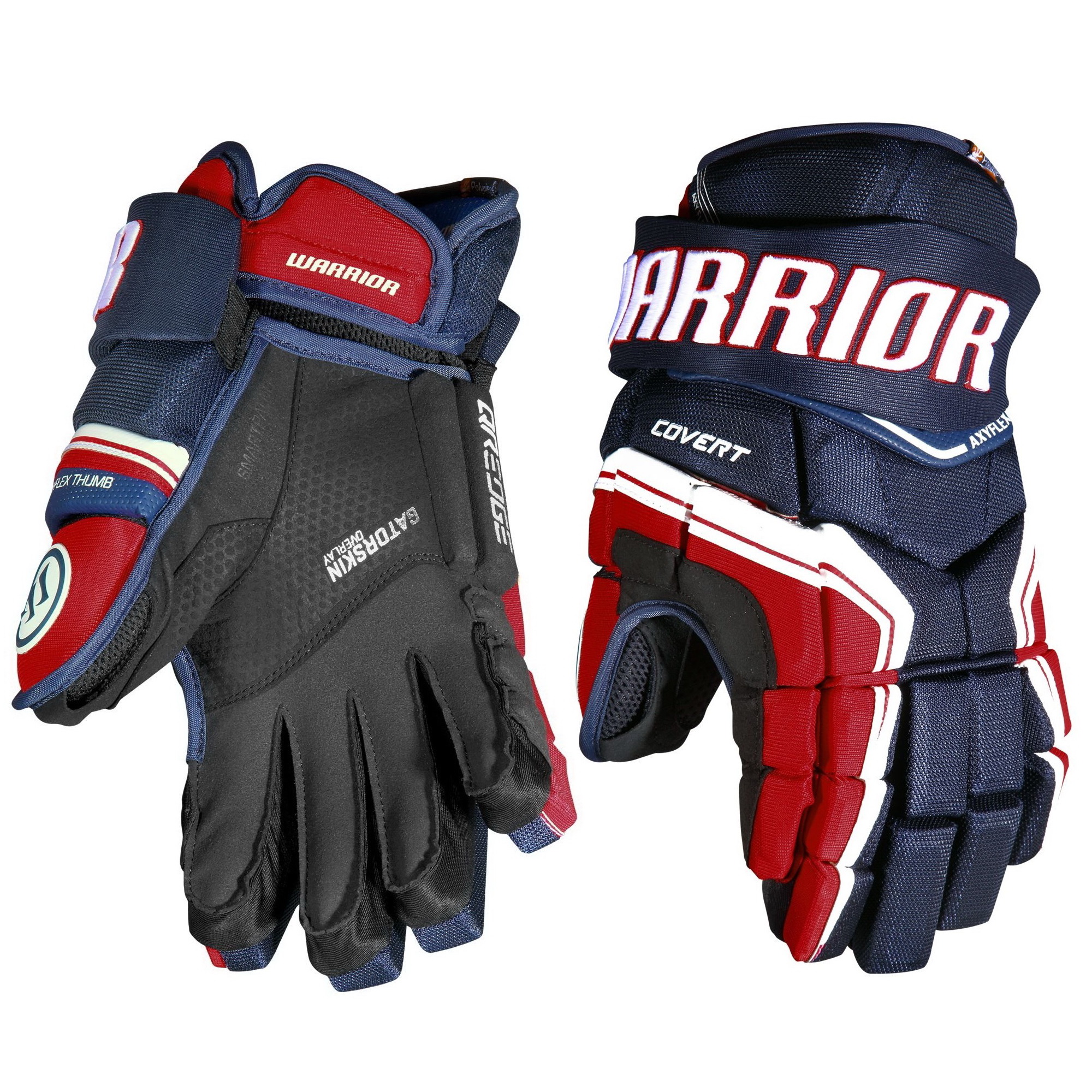 Перчатки хоккейные WARRIOR Covert QRE SR цвет тёмно-синий/красный/белый Перчатки хоккейные WARRIOR Covert QRE SR цвет тёмно-синий/красный/белый