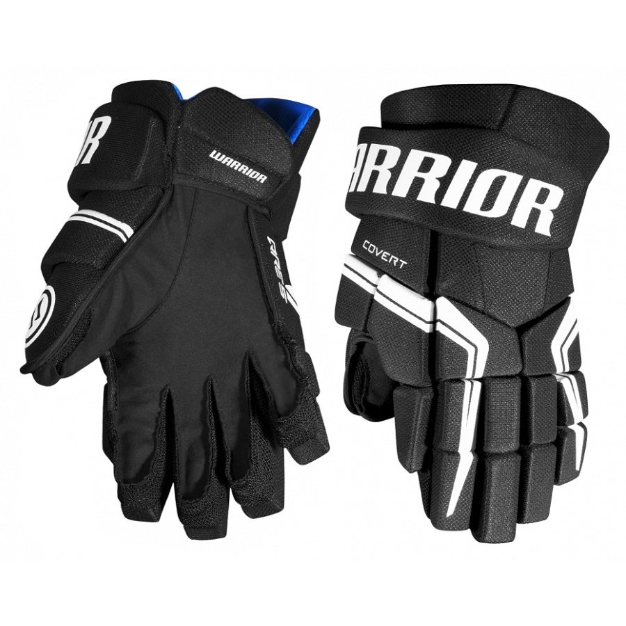 Перчатки хоккейные WARRIOR Covert QRE5 SR чёрно-белого цвета Перчатки хоккейные WARRIOR Covert QRE5 SR чёрно-белого цвета