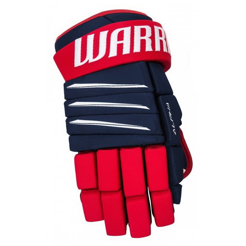 Перчатки хоккейные WARRIOR Alpha QX4 SR цвет тёмно-синий/красный/белый Перчатки хоккейные WARRIOR Alpha QX4 SR цвет тёмно-синий/красный/белый